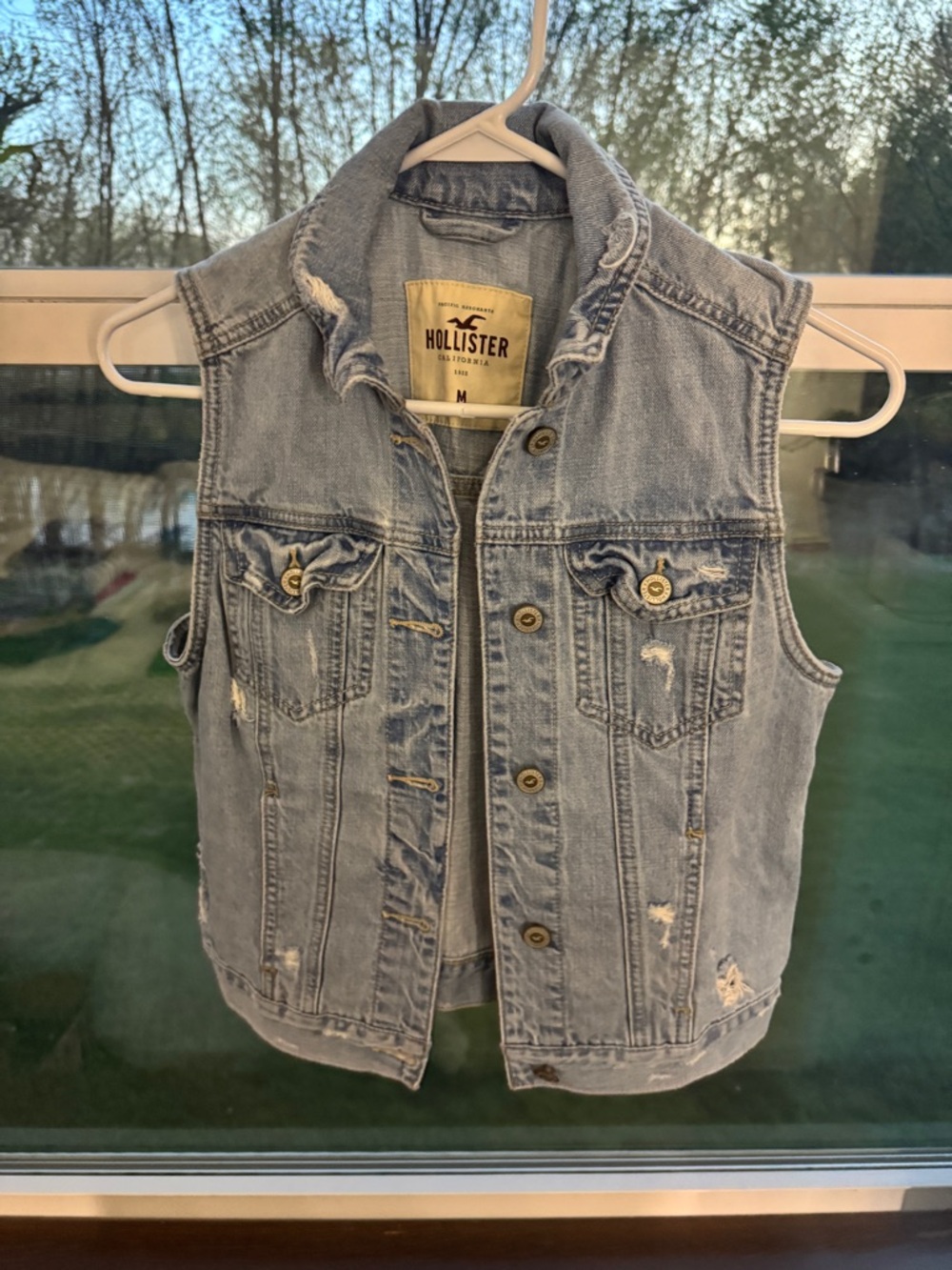 Hollister Light Blue Denim Shirt Jacket with Logo Patch